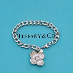 RARE Vintage Tiffany & Co. Dogwood Flower Sterling Silver Charm Bracelet 7”